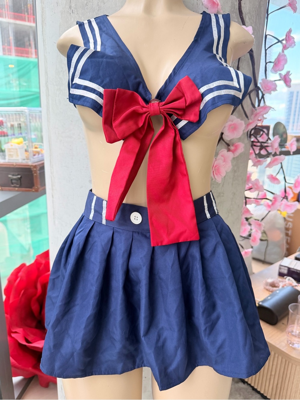 Sexy Anime Sailor Navy Lingerie Thong Skirt Set Halloween Costume Size Small